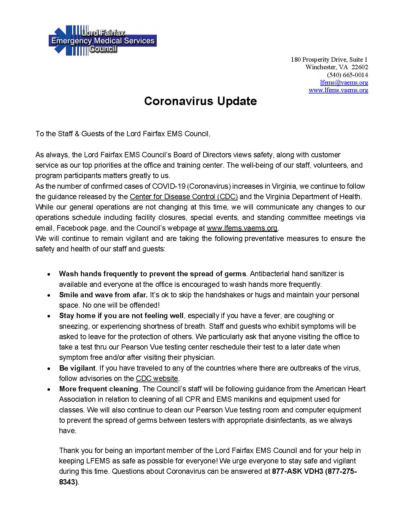 Coronavirus Update